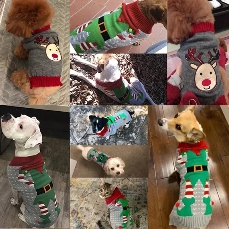 Winter Dog Clothes Christmas Holiday Sweater Chihuahua Teddy Outfit coat for Small Medium Large Dog and Cat  Autumn  Warm