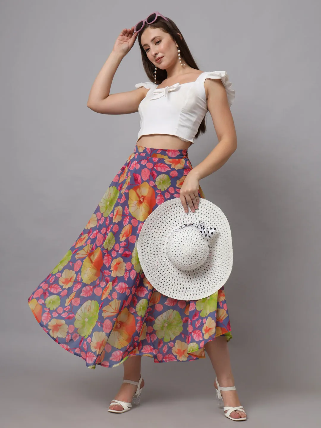 Women Floral Printed Maxi Skirt