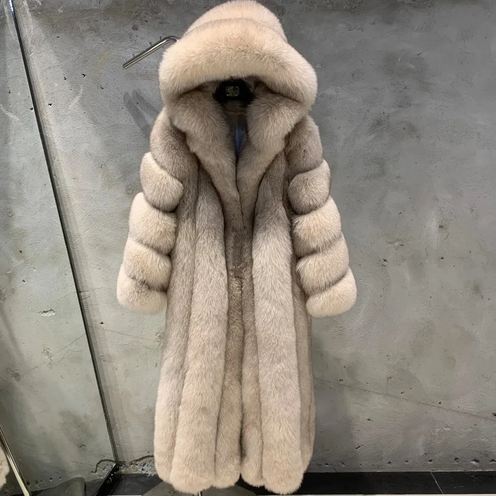 Women's Full-Length Pure Fox Fur Winter Coat