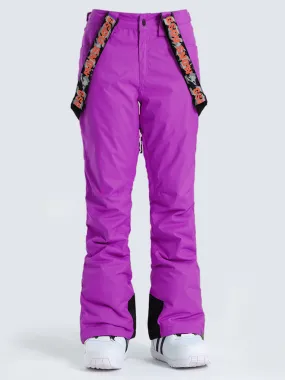 Women's Purple Thermal Warm High Waterproof Windproof Snowboard Snow Pants