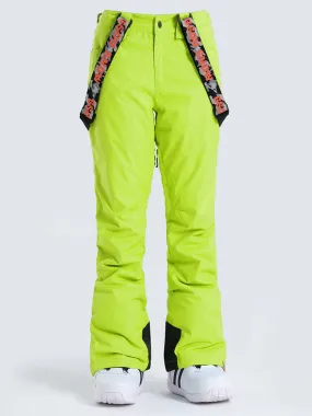 Women's Thermal Warm High Waterproof Windproof Green Snowboard & Ski Pants