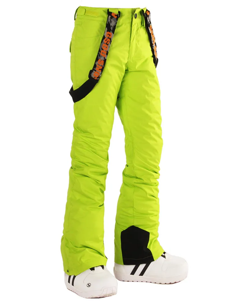 Women's Thermal Warm High Waterproof Windproof Green Snowboard & Ski Pants