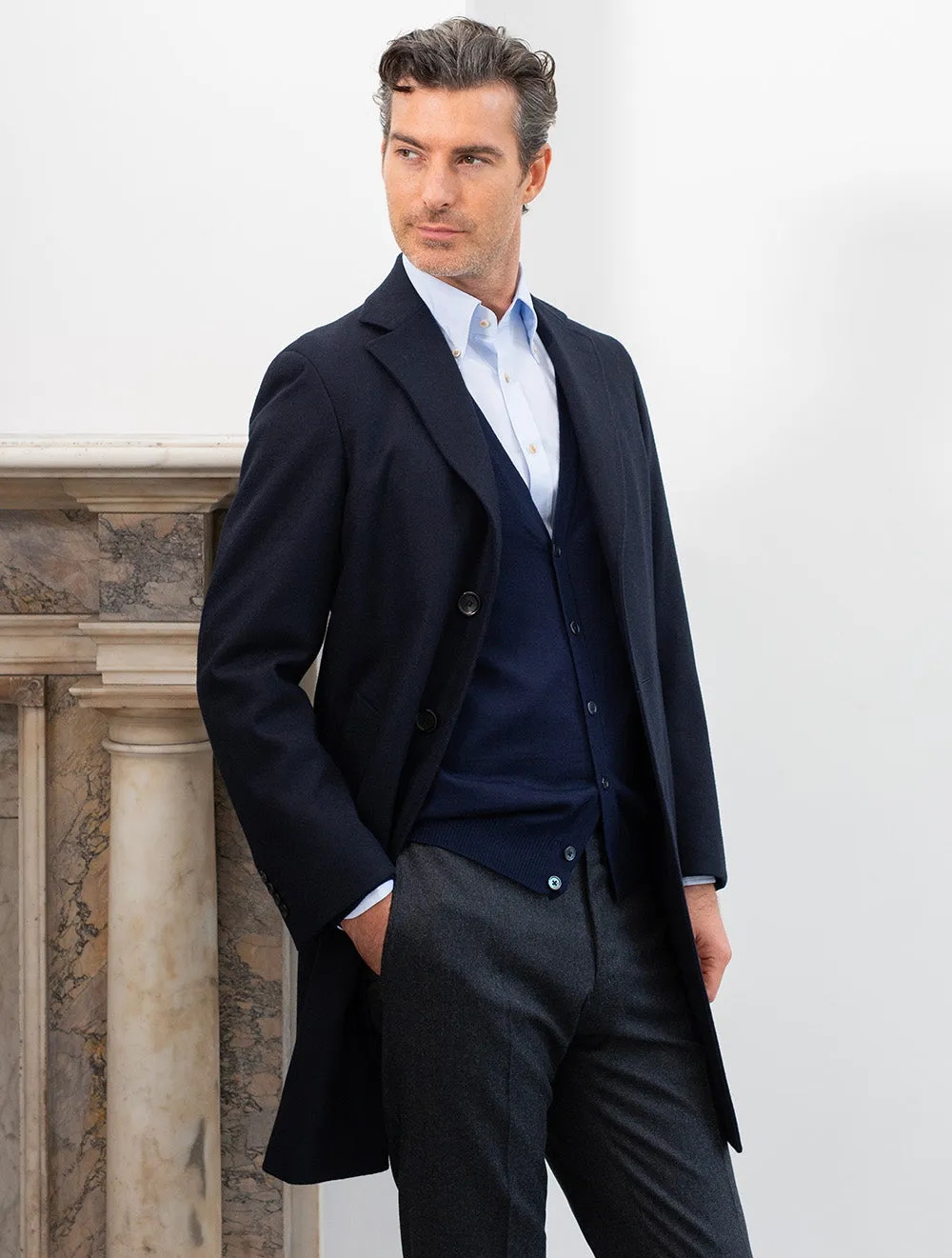 Wool Overcoat Navy