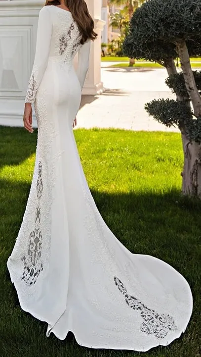 Yolanda Pearled Lace/Satin Mermaid Wedding Gown All Sizes/Colors