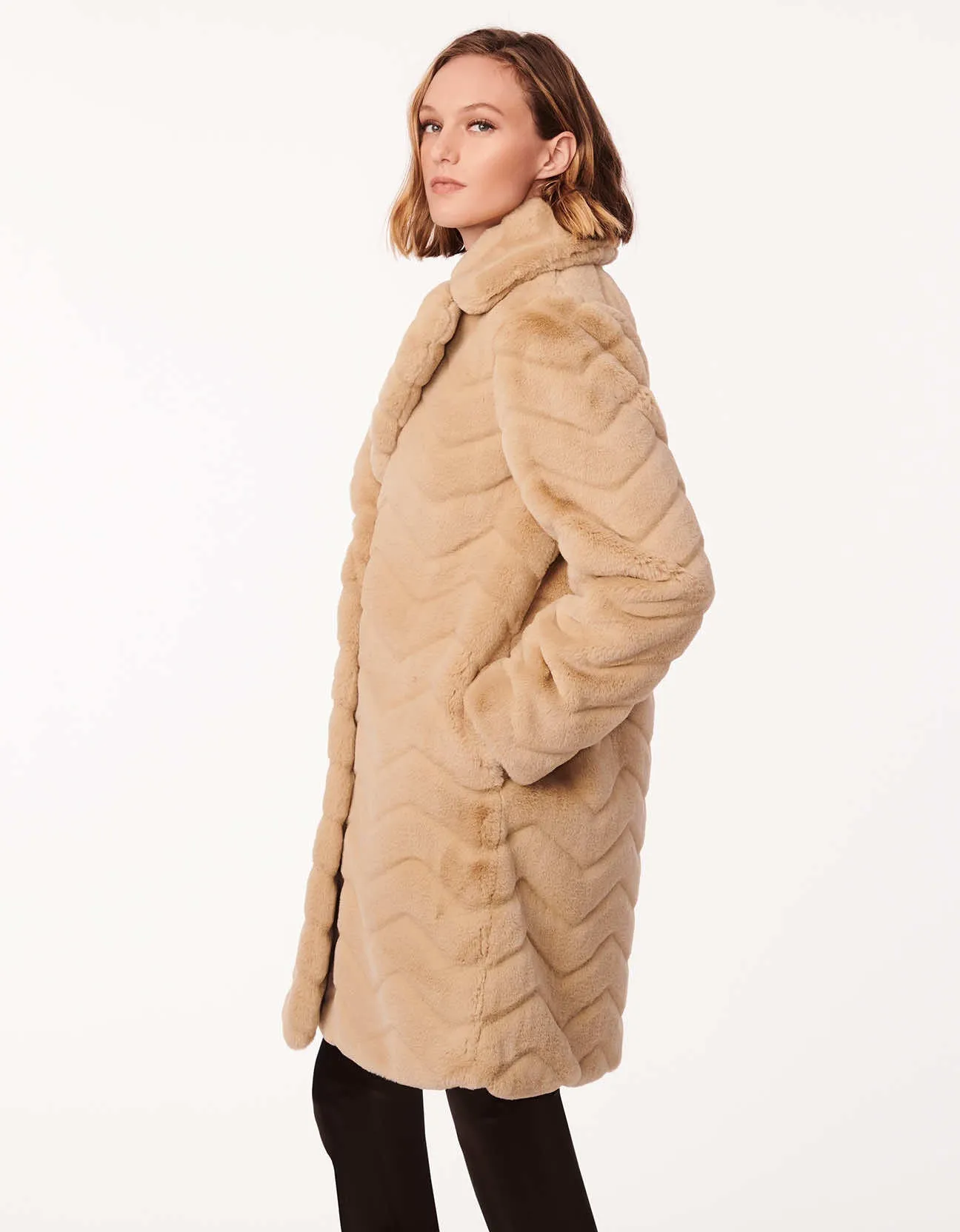 Zigzag Vegan Fur Coat